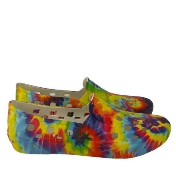 Vans Tie Dye Rubber Slip on Trek Shoes Men's Size 10 Colorful Multicolor - Picture 1 of 7